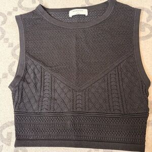 Babaton Black Textured Knit Cropped Tank Top